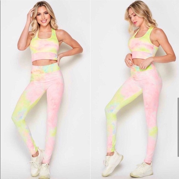LAST ONE: Sherbet neon tie dye buttery soft yoga activewear set - Picture 6 of 6